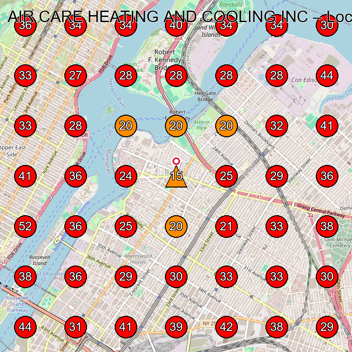 AIR CARE HEATING AND COOLING INC GeoGrid visibility map for Air Conditioning Contractor in Long Island City